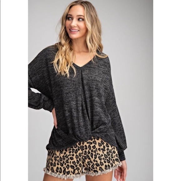 NEW! Twisted Front Top in Charcoal! - Picture 2 of 5